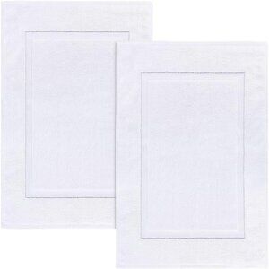 Cotton Bath Mats 2 Pack Absorbent Shower Floor Mat Hotel Spa White Thick Soft